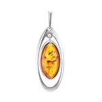 Bright Silver Pendant With Cognac Amber The Sonnet, image 
