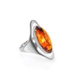 Silver Cocktail Ring With Cognac Amber The Sonnet, Ring Size: 7 / 17.5, image 