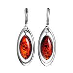 Bold Silver Drop Earrings With Cherry Amber The Sonnet, image 