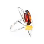 Amazing Silver Ring With Shiny Multicolor Amber The Pegasus, Ring Size: 6 / 16.5, image 