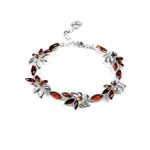 Floral Silver Bracelet With Cognac Amber The Verbena, image 