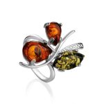 Multicolor Amber Ring In Sterling Silver The Verbena, Ring Size: 5 / 15.5, image 