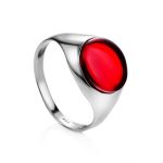 Stylish Silver Ring With Red Amber The Sangria, Ring Size: 13 / 22, image 