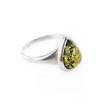 Sterling Silver Ring With Green Amber The Fiori, Ring Size: 5.5 / 16, image 