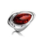Bright Silver Ring With Cherry Amber The Sonnet, Ring Size: 5.5 / 16, image 