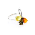 Multicolor Amber Ring In Sterling Silver the Dandelion, Ring Size: 5 / 15.5, image 