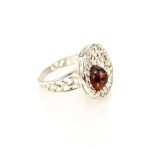 Round Amber Ring In Sterling Silver The Venus, Ring Size: 9 / 19, image 
