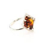 Geometric Amber Ring In Sterling Silver The Hermitage, Ring Size: Adjustable, image 