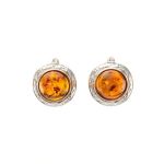 Cognac Amber Earrings In Sterling Silver The Hermitage, image 