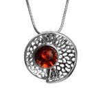 Round Amber Pendant In Sterling Silver The Venus, image 