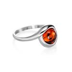 Delicate Cognac Amber Ring In Sterling Silver The Berry, Ring Size: 10 / 20, image 
