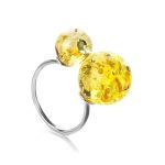 Luminous Lemon Amber Ring In Sterling Silver The Paris, Ring Size: 8 / 18, image 