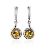 Refined Green Amber Drop Earrings In Sterling Silver The Berry, image 