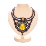 Ornate Drop Earrings With Amber And Crystals The India, image , picture 6