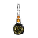 Bright Silver Pendant With Green And Cognac Amber The Prussia, image 