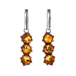 Geometric Amber Earrings In Sterling Silver The Puzzle, image 