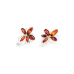 Sterling Silver Earrings With Cognac Amber The Verbena, image 
