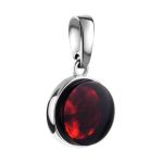 Round Silver Pendant With Bright Cherry Amber The Furor, image 