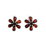 Floral Amber Earrings In Sterling Silver The Verbena, image 