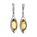Sterling Silver Drop Earrings With Bright Lemon Amber The Taurus, image 