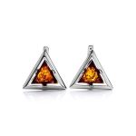 Geometric Silver Ring With Cognac Amber The Mistral, Ring Size: 10 / 20, image , picture 5