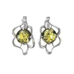 Sterling Silver Ring With Luminous Green Amber The Daisy, Ring Size: 13 / 22, image , picture 6