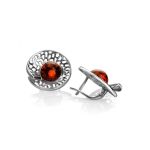 Round Amber Earrings In Sterling Silver The Venus, image 