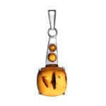 Dazzling Cognac Amber Pendant In Sterling Silver The Prussia, image 