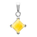 Square Amber Pendant In Sterling Silver The Ovation, image 