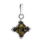 Square Silver Pendant With Green Amber The Artemis, image 