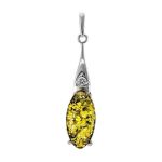 Refined Silver Pendant With Green Amber And Crystals The Penelope, image 