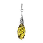 Luminous Green Amber Ring In Sterling Silver With Crystals The Penelope, Ring Size: 12 / 21.5, image , picture 6