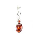 Cute Silver Pendant With Cognac Amber The Prussia, image 