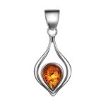 Cognac Amber Pendant In Sterling Silver the Fiori, image 
