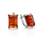 Silver Ring With Cognac Amber Stone The Rectangle​, Ring Size: 5.5 / 16, image , picture 5