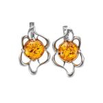 Lovely Floral Earrings In Sterling Silver With Cognac Amber The Daisy, image 