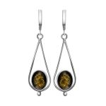 Sterling Silver Drop Earrings With Green Amber The Sultan, image 