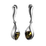 Green Amber Drop Earrings In Sterling Silver The Peony, image 