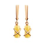Amber Earrings In Gold the Scandinavia, image 