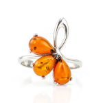 Refined Amber Ring In Sterling Silver The Dandelion, Ring Size: 13 / 22, image 