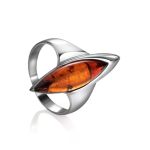 Cognac Amber Ring In Sterling Silver The Gaudi, Ring Size: 13 / 22, image 