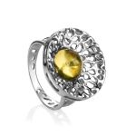 Bold Silver Ring With Lemon Amber The Venus, Ring Size: 8 / 18, image 