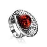Dazzling Adjustable Amber Ring In Sterling Silver The Venus, Ring Size: Adjustable, image 