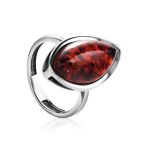 Glossy Sterling Silver Ring With Bright Cognac Amber The Amaranth, Ring Size: 11 / 20.5, image 