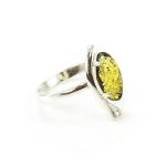 Green Amber Ring In Sterling Silver The Verbena, Ring Size: 8.5 / 18.5, image 