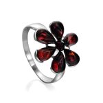 Wonderful Cherry Amber Ring In Sterling Silver The Verbena, Ring Size: 11 / 20.5, image 