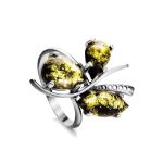 Green Amber Ring In Sterling Silver The Verbena, Ring Size: 8.5 / 18.5, image 