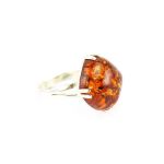Sterling Silver Ring With Cognac Amber The Byzantium, Ring Size: 6.5 / 17, image 