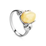 Butterscotch Amber Ring In Sterling Silver The Prussia, Ring Size: 9 / 19, image 