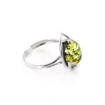 Bright Sterling Silver Ring With Green Amber The Selena, Ring Size: 4 / 15, image 